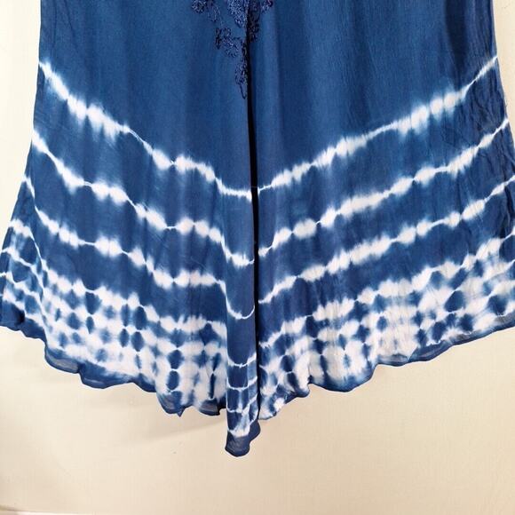 Vintage Sante Sleeveless Boho Navy Blue Tie Dye Dress Tunic Rayon Women One Size - Picture 6 of 11